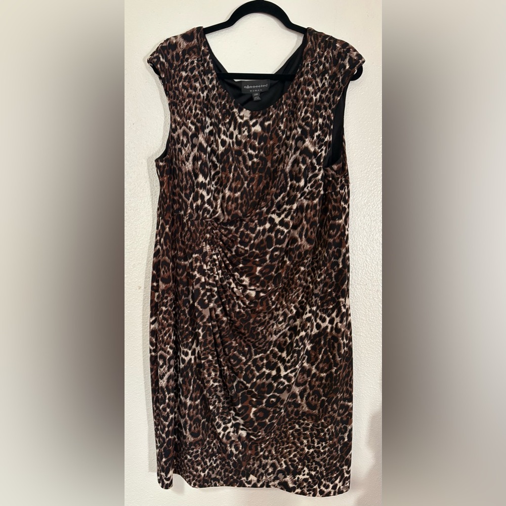 Connected Apparel Animal Print Brown Dress Size 20W